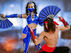 Asian cutie Avery Black gets her outfit and gear on as she prepares for a Mortal Kombat battle against Asian stud David Lee. The two will fight until it&rsquo;s David&rsquo;s turn to FINISH HER!video