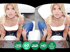 Though blonde cutie prefers wearing modest outfits to dresses that reveal the beauty of her naked body, it does not mean that she is not hot or does not hide a secret under her clothes. At first the cutie teases the dude and hints at that secret. She keeps doing that till she realizes he is excited and his cock is hard enough. Finally, she lifts up her red skirt and shows she wears no panties under it. Naughty blonde even strikes a pose to give a close-up of her clean shaved pussy. At last the dude tells her to stop playing games and to move on to the main part of the action and that is pleasing his hard cock. Blondie hurries to kneel in front of the stud and to take his dick deep into her throat and later to ride it with her sweet holes while playing with her yummy pink clit.video